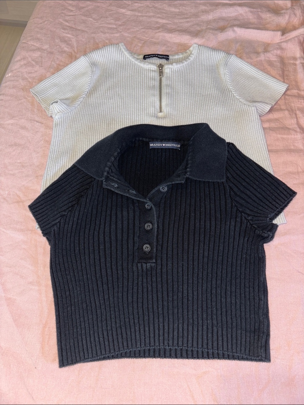 Two Brandy Melville Ribbed Crop Tops Small